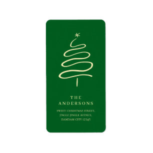 Elegant Simple Christmas Tree Return Address Label