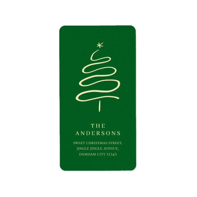 Elegant Simple Christmas Tree Return Address Label (Front)