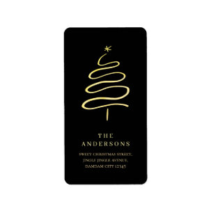 Elegant Simple Christmas Tree Return Address Label