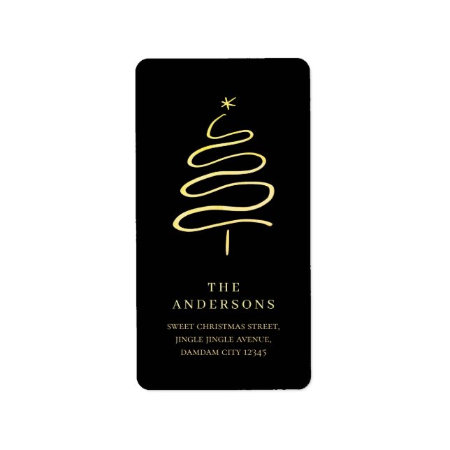 Elegant Simple Christmas Tree Return Address Label (Front)