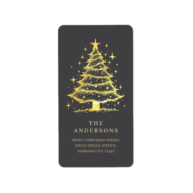 Elegant Simple Christmas Tree Return Address Label (Front)
