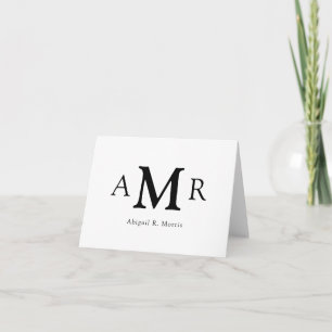 Elegant Simple Classic 3 Monogram Initial Business Note Card