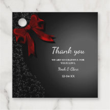 Elegant Simple Classic Minimalist Black Red Bow