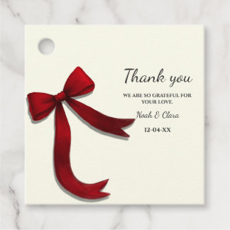 Elegant Simple Classic Minimalist Red Bow Favour Tags