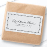 Elegant Simple Classic Wedding Return Address<br><div class="desc">Composed of simple straight lined frames with classic cursive script and serif typography. These elements are simple,  timeless,  and classic.. 

This is designed by White Paper Birch Co. exclusive for Zazzle.

Available here:
http://www.zazzle.com/store/whitepaperbirch</div>