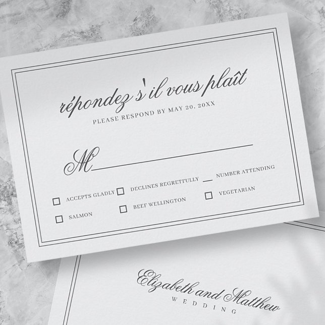Elegant Simple Classic White Wedding RSVP Card (Creator Uploaded)