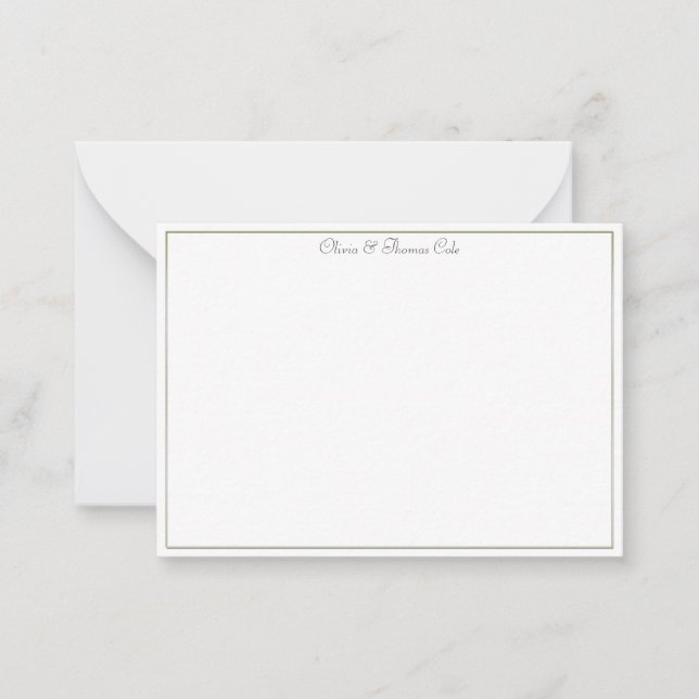 Elegant Simple Classy Gold Frame Wedding Couple Card (Front)
