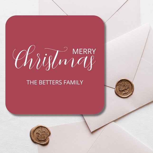 Elegant Simple Clean Frosted Berry Christmas   Square Sticker (Creator Uploaded)