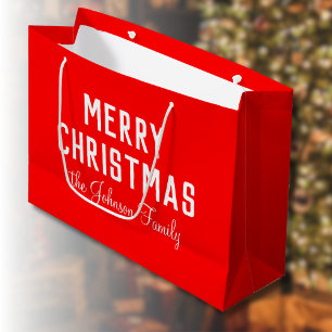 Elegant Simple Clean Neon Red Christmas Large Gift Bag