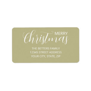 Elegant Simple Clean Sage Green Christmas   Label