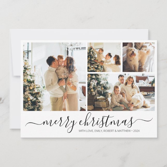 Elegant Simple Collage Christmas Holiday Card (Front)