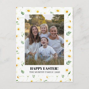 Elegant Simple Colorful Floral Easter Family Photo Holiday Postcard