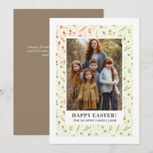Elegant Simple Colourful Floral Easter Family Phot Holiday Card