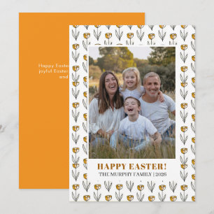 Elegant Simple Colourful Floral Easter Family Phot Holiday Card