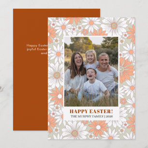 Elegant Simple Colourful Floral Easter Family Phot Holiday Card