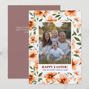 Elegant Simple Colourful Floral Easter Family Phot Holiday Card