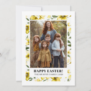 Elegant Simple Colourful Floral Easter Family Phot Holiday Card