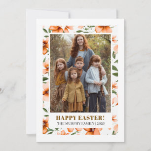 Elegant Simple Colourful Floral Easter Family Phot Holiday Card