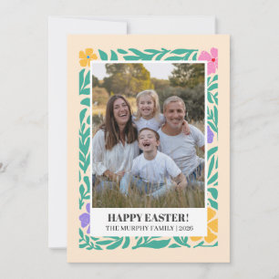 Elegant Simple Colourful Floral Easter Family Phot Holiday Card