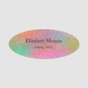 Elegant  Simple Colourful Glitter Ombre Name Tag
