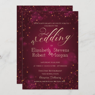 Elegant Simple Confetti Red Wedding Invitation