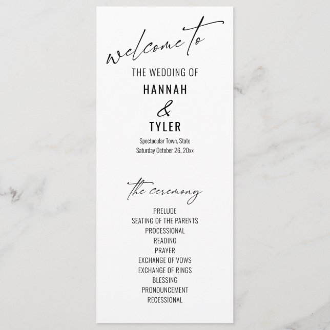 Elegant Simple Contemporary Typography Black White Programme (Front)