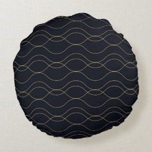 Elegant, simple, cool, trendy wavy illustration round cushion