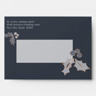 Elegant Simple Copper and Dusty Blue Holly Envelope