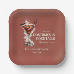 Elegant Simple Costumes Cocktails Halloween Party Paper Plate