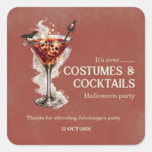 Elegant Simple Costumes Cocktails Halloween Party Square Sticker