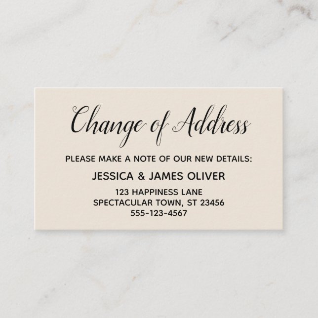 Elegant Simple Cream Change of Address Insert Card (Front)
