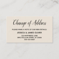 Elegant Simple Cream Change of Address Insert Card