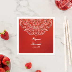 Elegant simple Crimson and White Mandala Paisley Napkin