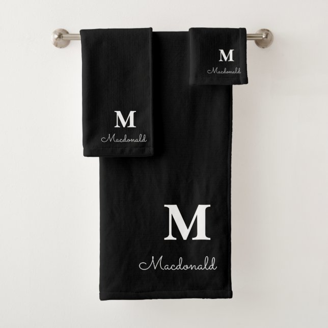 Elegant Simple Custom Monogram  Bath Towel Set (Insitu)