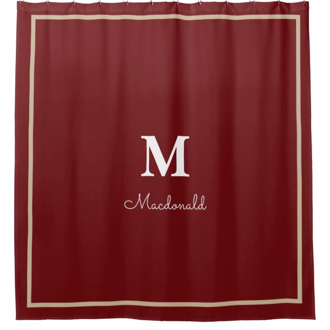 Elegant Simple Custom Monogram  Shower Curtain (Front)