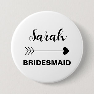 Elegant & Simple Custom Name Bridesmaid 7.5 Cm Round Badge