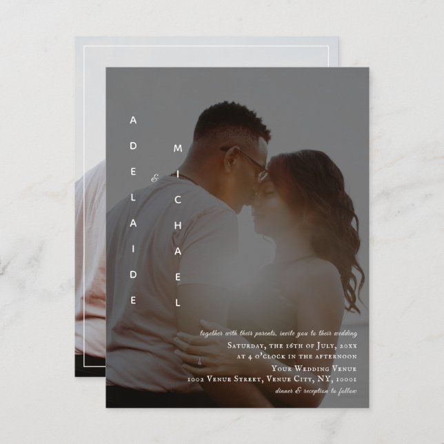 Elegant Simple Custom Photo Wedding Invitation (Front/Back)