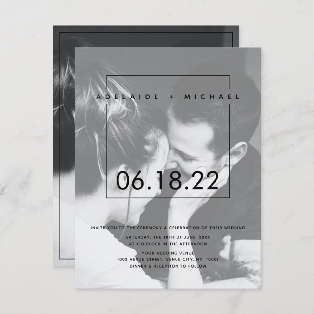 Elegant Simple Custom Photo Wedding Invitation (Front/Back)