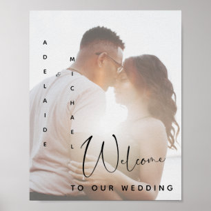 Elegant Simple Custom Photo Wedding Welcome Poster