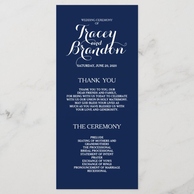 Elegant Simple Custom Wedding Program Programme (Front)
