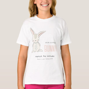 Elegant Simple Cute Blush Pink Bunny Kids Birthday T-Shirt