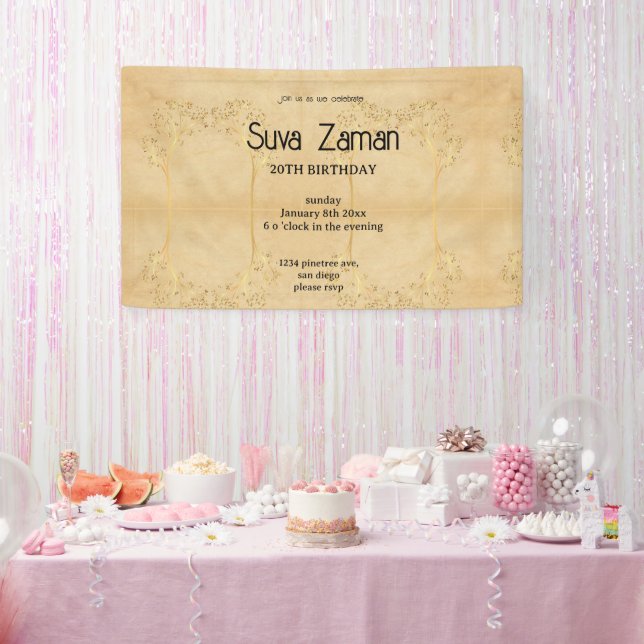 Elegant Simple Cute Grey 20th Birthday Banner (Party)