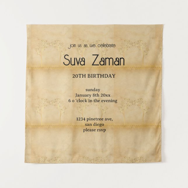 Elegant Simple Cute Grey 20th Birthday Tapestry (Front)