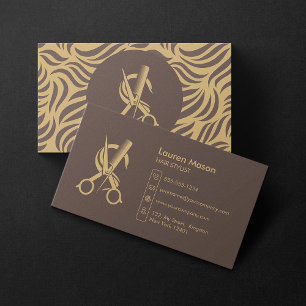 Elegant Simple Dark Brown HairStylist HairDresser Business Card