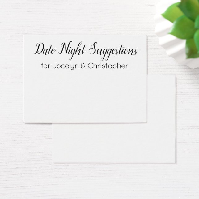 Elegant, Simple Date Night Suggestions Card (Desk)