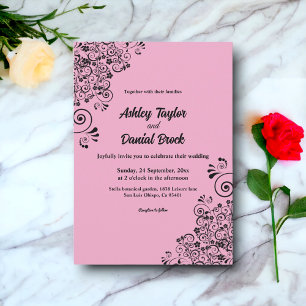 Elegant Simple Decorative Blush Floral Wedding Invitation