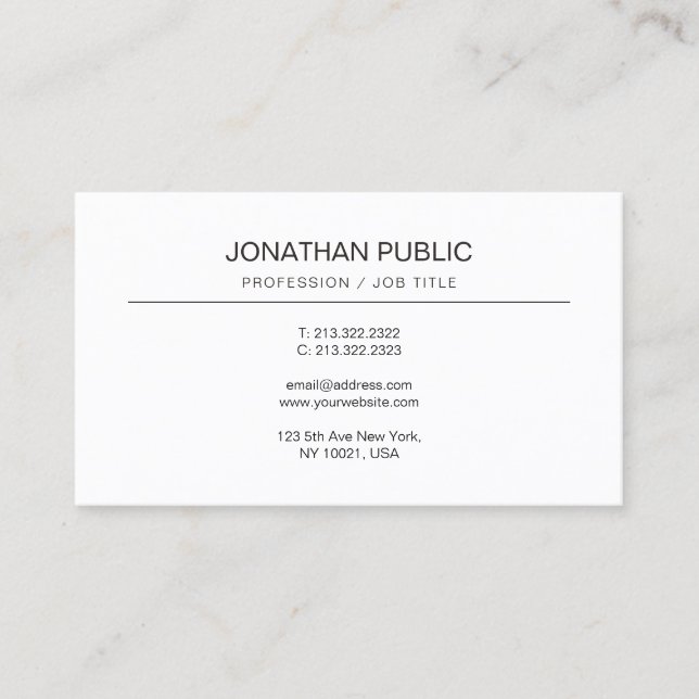 Elegant Simple Design Modern Professional Business Card (Front)