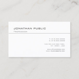 Elegant Simple Design Modern Trendy Plain Minimal Business Card