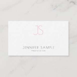 Elegant Simple Design Pink Monogram Modern Chic Business Card