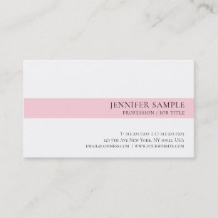 Elegant Simple Design Pink White Trendy De Luxe Business Card